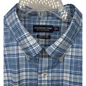 Southern Tide Charleston Men's XL‎ Blue Plaid Button Down Long Sleeve Shirt